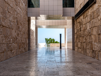 Detail of the grounds of Getty Center in LA, designed by architect Richard Meier.