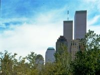 Twin Towers from Wagner Park, New York City, historical