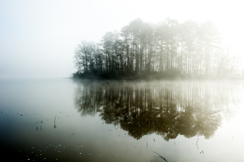 Early morning fog on a lake