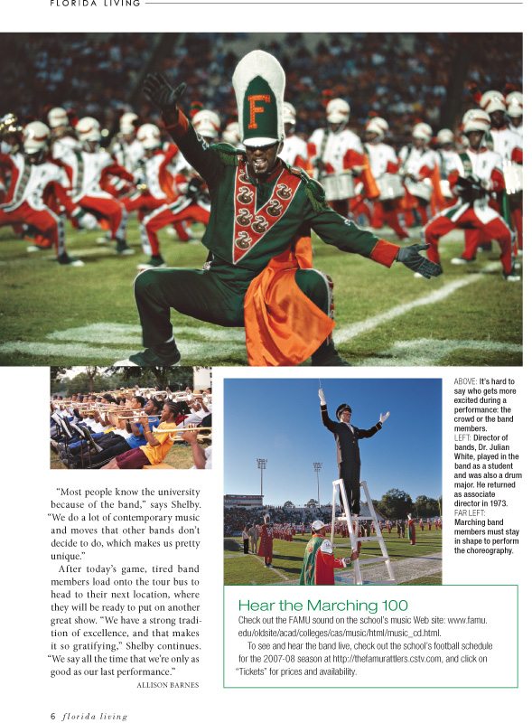 Florida A&M Marching Band Southern Living Magazine, September 2007