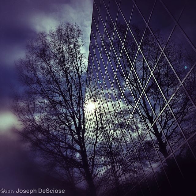 Reflections on winter #windows #fineartphotography #commercialphotography #geometric #alabama #glass #sky #clouds #trees #silhouette #moody #mysterious